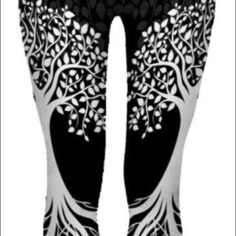 Black and white Garden floral Leggings OS